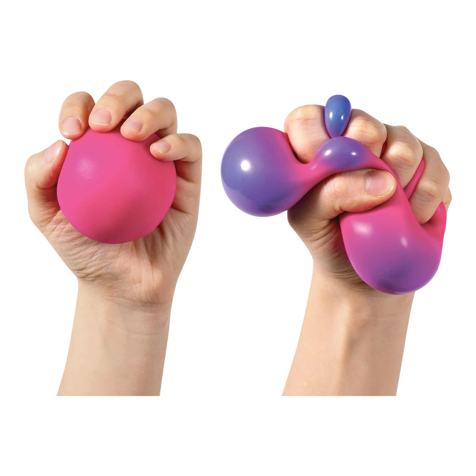 Squish Planet NeeDoh color changing squishy fidget ball, pink to purple, soft and tactile stress relief toy.